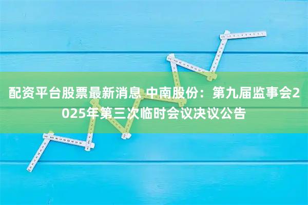 配资平台股票最新消息 中南股份：第九届监事会2025年第三次临时会议决议公告